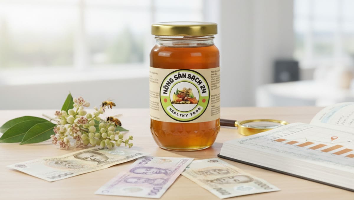 mật ong hoa nhãn Hưng Yên màu vàng óng ánh
